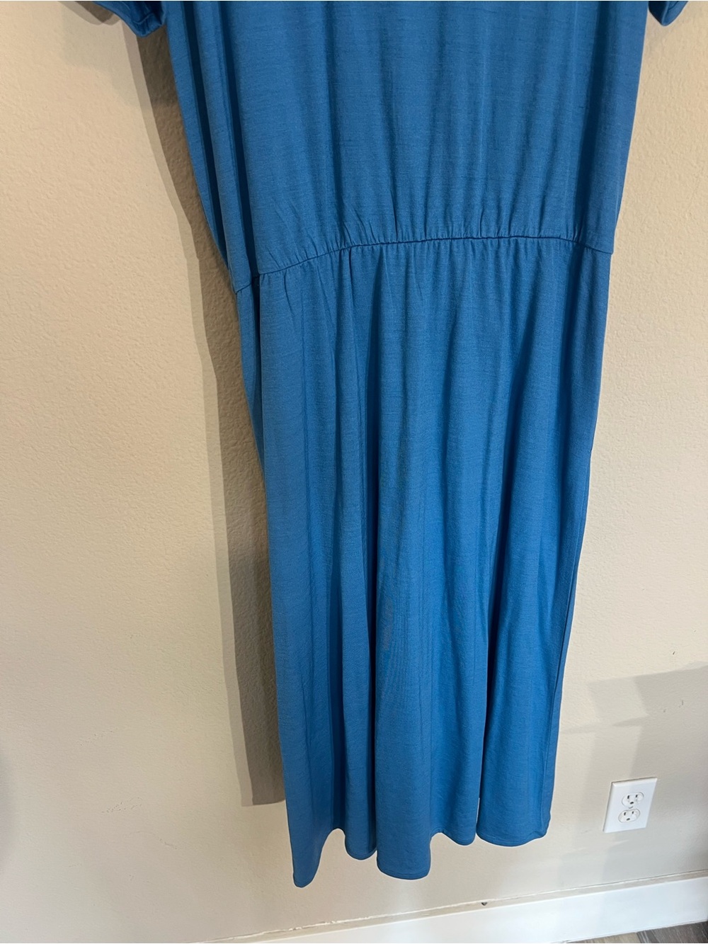 Wool& merino wool blue Ines tulip hem faux wrap dress sz large pockets casual - Picture 12 of 13